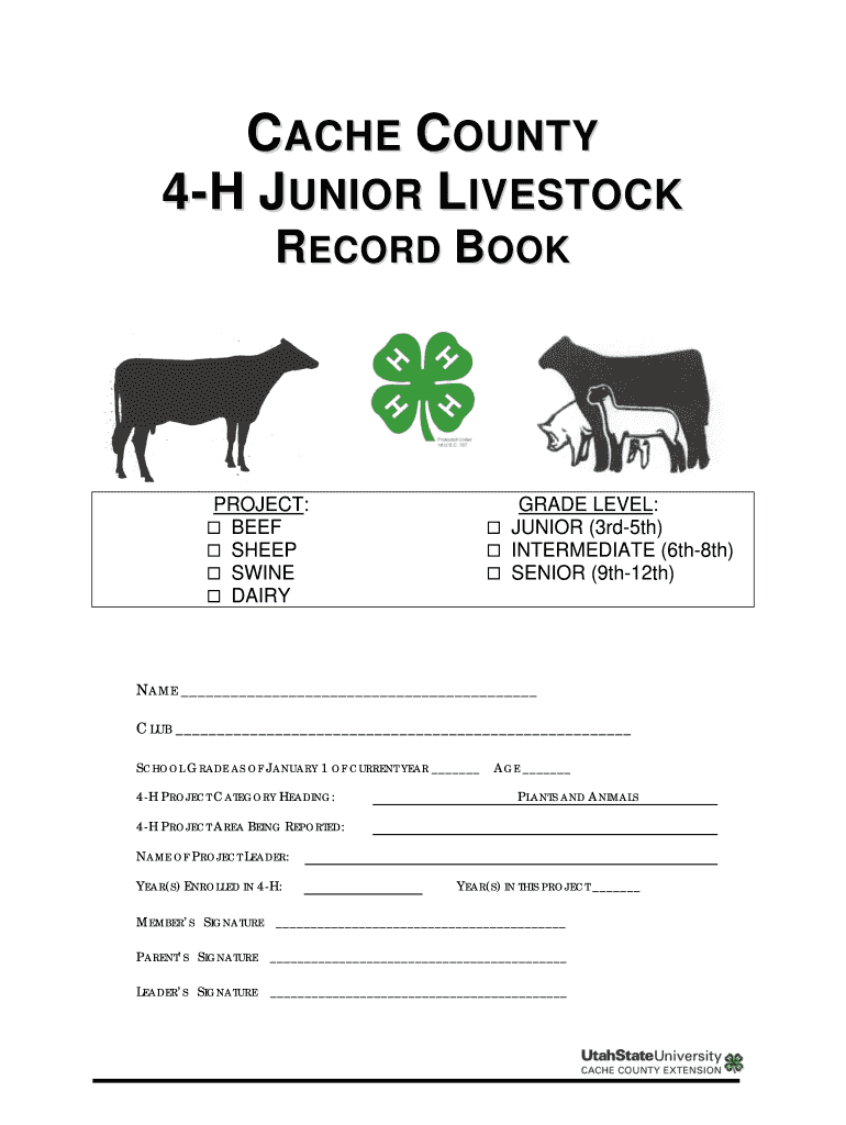 Fillable Online Extension Usu 4 H Livestock Record Book Utah State Fillable Online Extension Usu 4 H Livestock Record Book Utah State