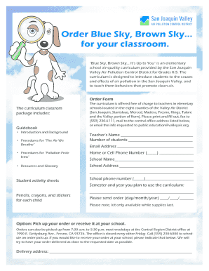 Blue Sky, Brown Sky Order Form