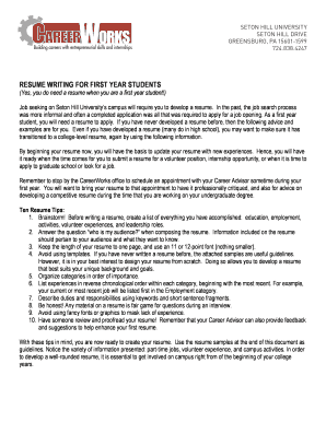 Resume Writing Guide for First Year Students