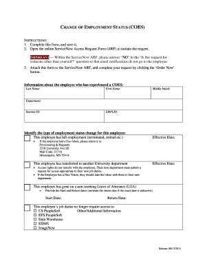 Change of Employment Status Form