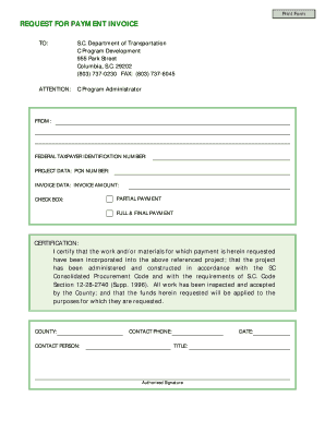 Request for Payment Invoice