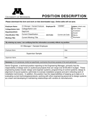 UMN Job Description Template 09052013 - University of Minnesota - www1 umn