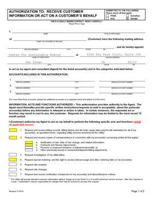 Authorization to Receive Customer Information