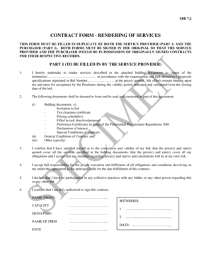 Contract Form - Rendering of Services SBD 7.2