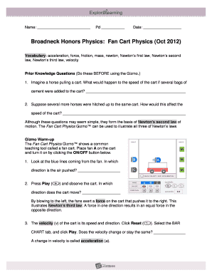 Fan Cart Physics Worksheet