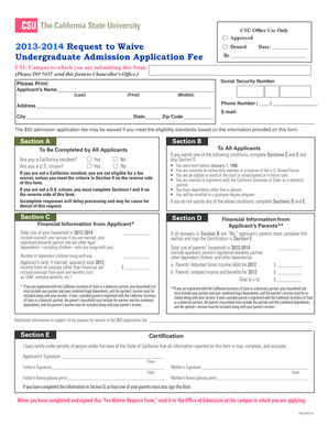 California State University Application Fee Waiver Form