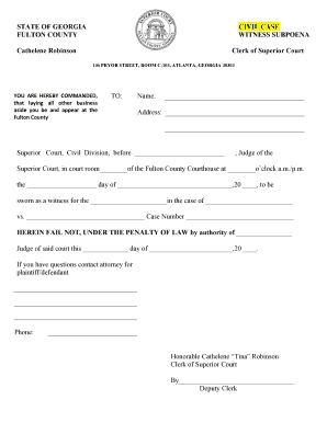 Georgia Civil Case Witness Subpoena