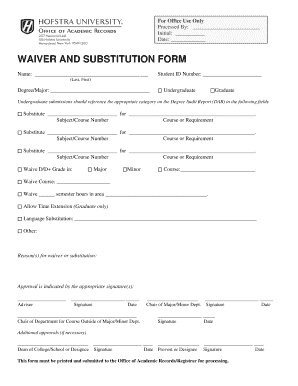 Academic Waiver and Substitution Form