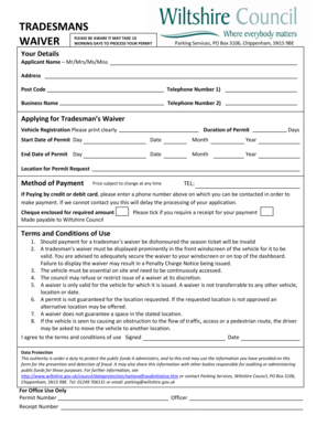 Tradesman's Waiver Application