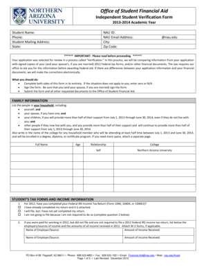 Independent Student Verification Form