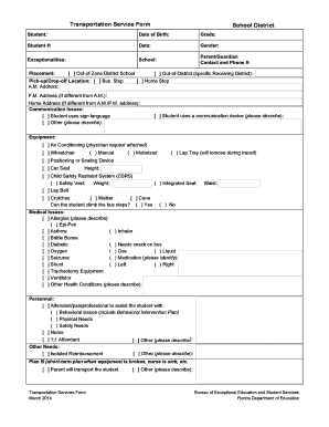Transportation Service Form