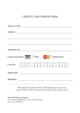 Credit Card Order Form