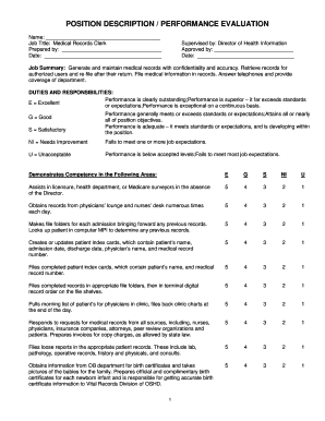 Medical Records Clerk Performance Evaluation Form