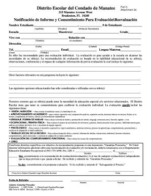 Notificación de Informe y Consentimiento Para EavcailóunReevaluación