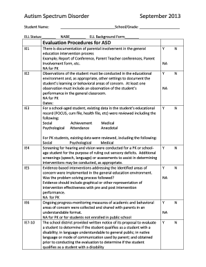 Autism Spectrum Disorder Evaluation Form
