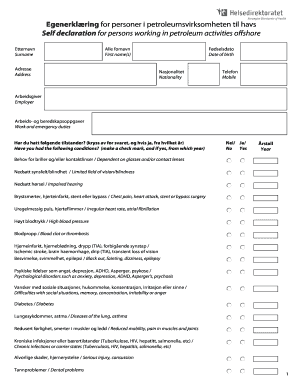 Self Declaration for Offshore Petroleum Workers