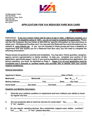VIA Reduced Fare Bus Card Application