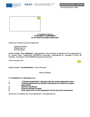 Erasmus Placement Agreement