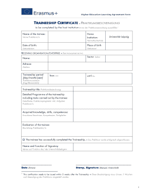 Higher Education Learning Agreement