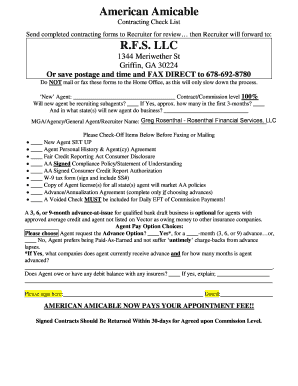 American Amicable Agent Contracting Checklist
