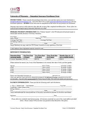 University of Wisconsin Dependent Insurance Enrollment Form