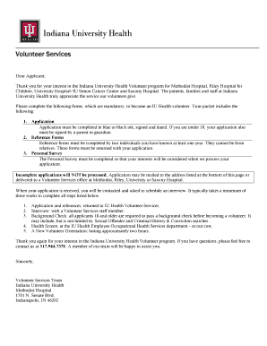 Indiana University Health Volunteer Application