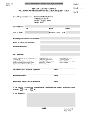Georgia Academic and Disciplinary Records Request Form