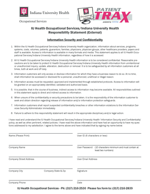 IU Health Confidentiality Agreement