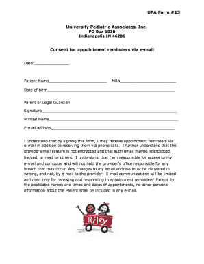 Consent for Appointment Reminders via Email