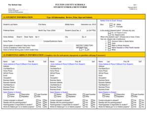 Fulton County Schools Student Enrollment Form