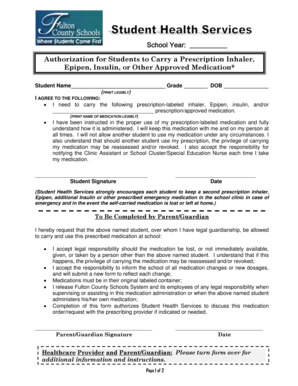 Authorization for Students to Carry Prescription Medication