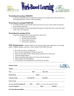 Work-Based Learning Application Form