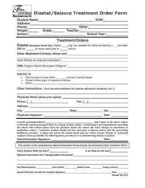 Diastat Seizure Treatment Order Form