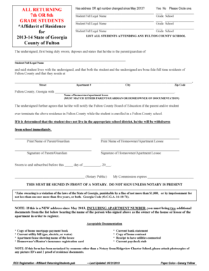 Georgia Affidavit of Residence