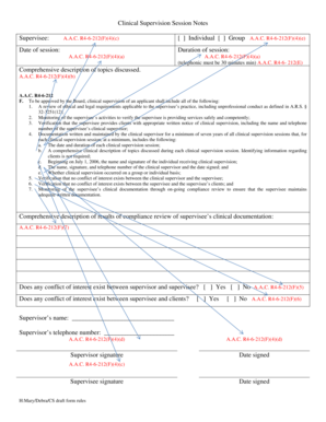 Clinical Supervision Session Notes Form