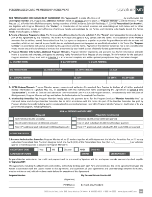 Personalized Care Membership Agreement