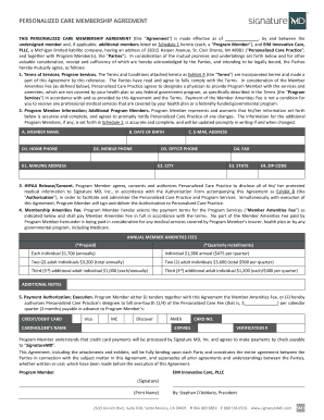 Personalized Care Membership Agreement