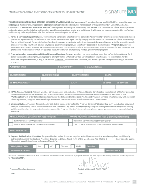 Enhanced Cardiac Care Services Membership Agreement