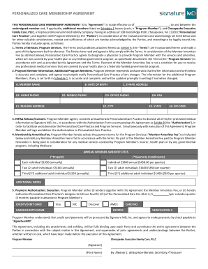 Personalized Care Membership Agreement