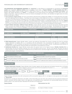 Personalized Care Membership Agreement