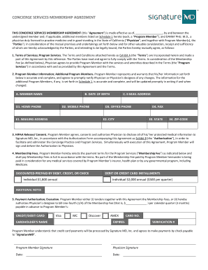 Concierge Services Membership Agreement