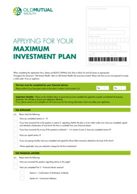 Old Mutual Wealth Investment Plan Application