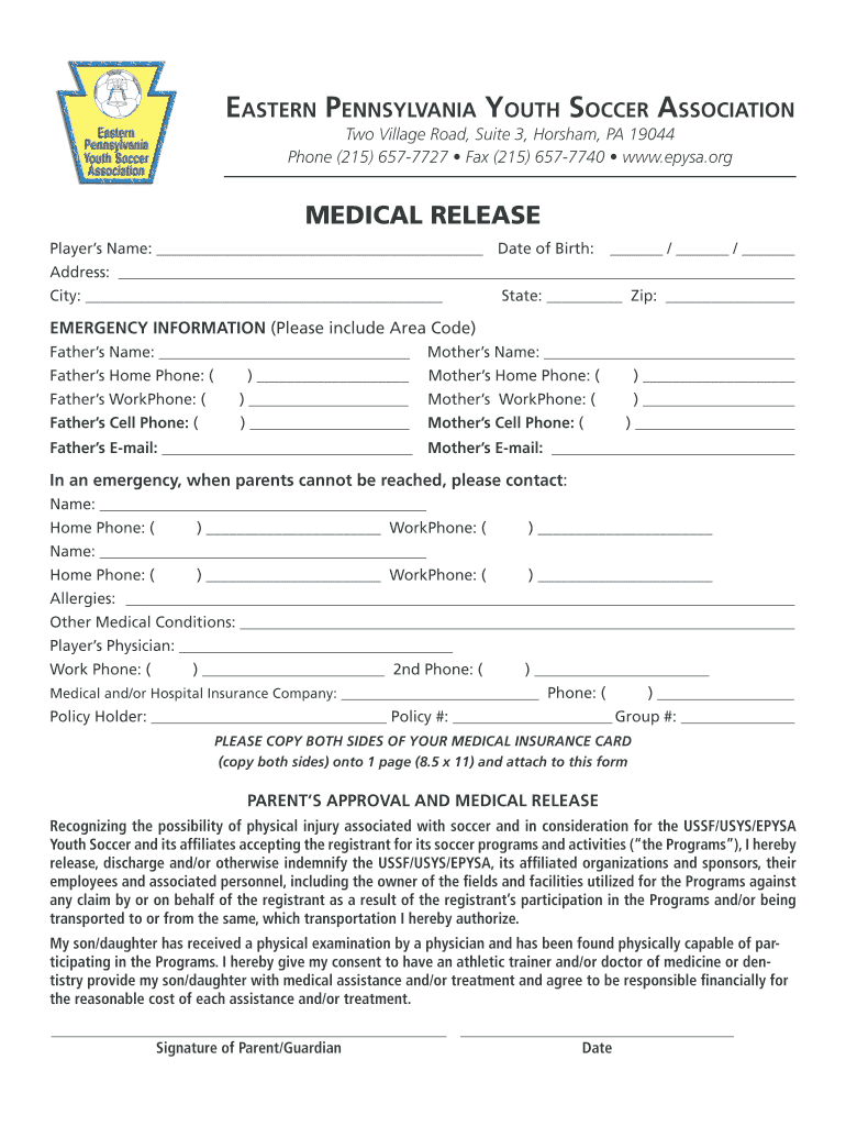 epysa medical release form Preview on Page 1