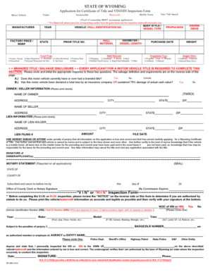 Wyoming Certificate of Title Application