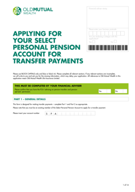Personal Pension Transfer Application