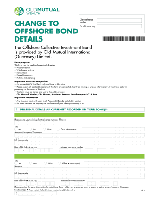 Offshore Collective Investment Bond Change Form