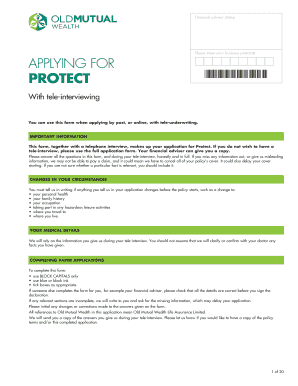 Protect Life Insurance Application Form
