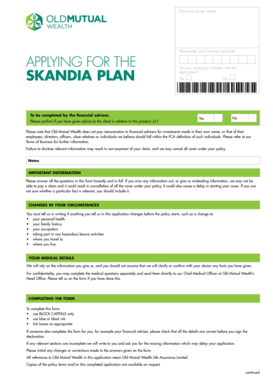 Skandia Plan Application Form