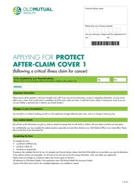 Old Mutual Wealth After-Claim Cover Application
