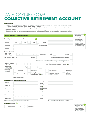 Collective Retirement Account Data Capture Form